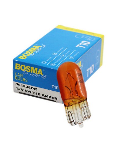 Lâmpada Bosma 12V 5W T10 sem casquilho Laranja (caixa 10 unidades)
