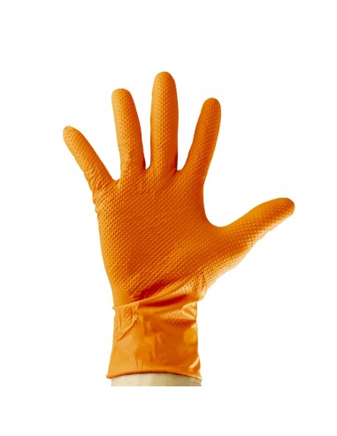 Caixa 100 luvas de nitrilo descartáveis laranja texturizado JBM tamanho L