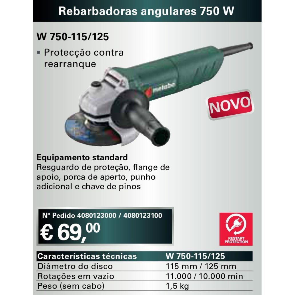 Rebarbadora Metabo W-750 Watts 125mm