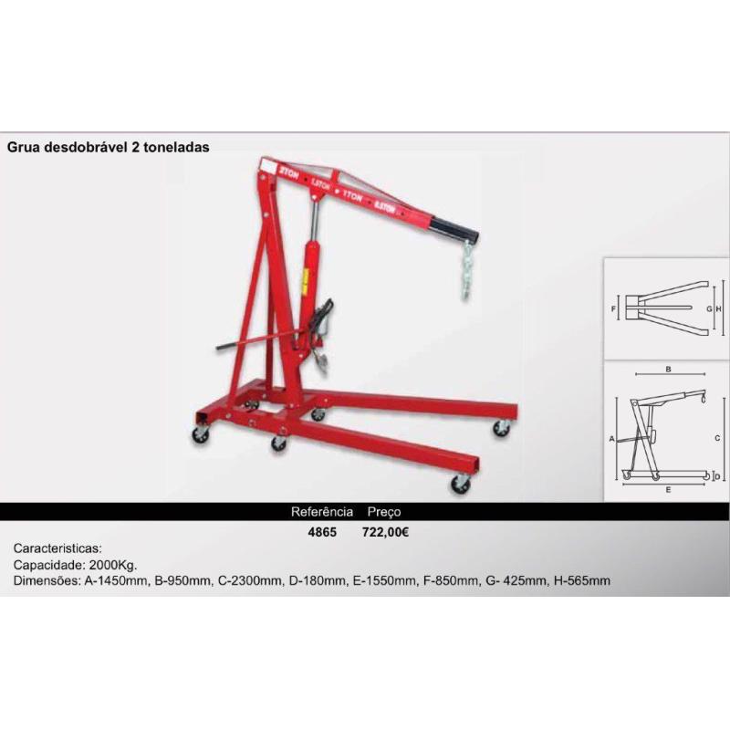 Grua Desdobrável 2 Toneladas Manual e Hidropneumática