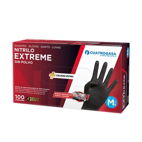 Caixa 100 luvas descartáveis extreme nitrilo pretas tamanho M