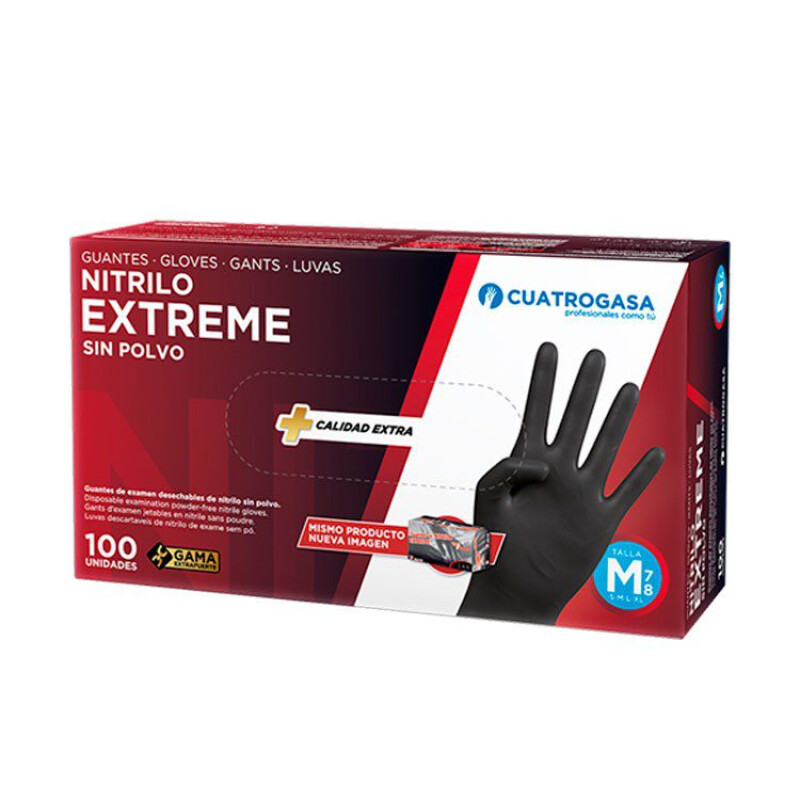 Caixa 100 Luvas Descartáveis Extreme Nitrilo Pretas Tamanho XL