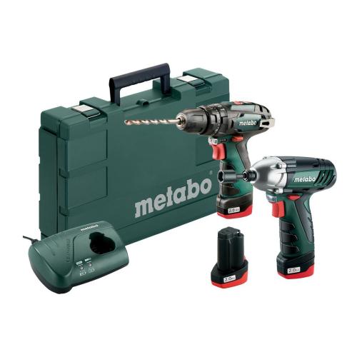 Conjunto de Ferramentas Sem Fio METABO COMBO SET 12 V BS+SSD + 2 baterias