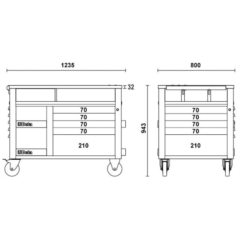 Bancada Trabalho Supertank 10 Gavetas Beta RSC28 + oferta