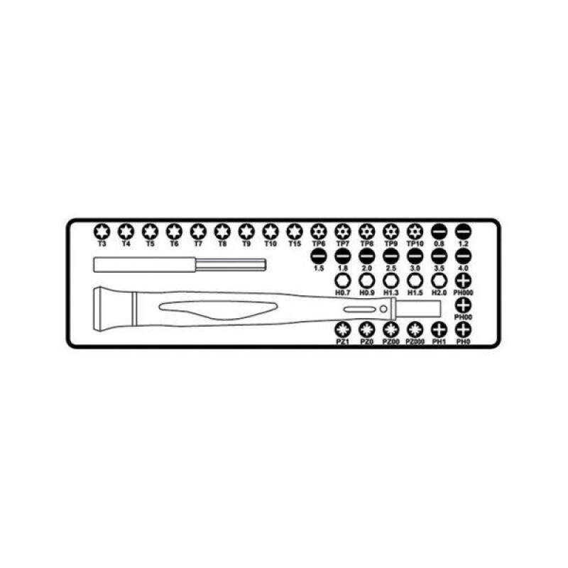 Jogo Chaves Punho bi-material para micro-chaves com 36 pontas 1256/C36-2 BETA