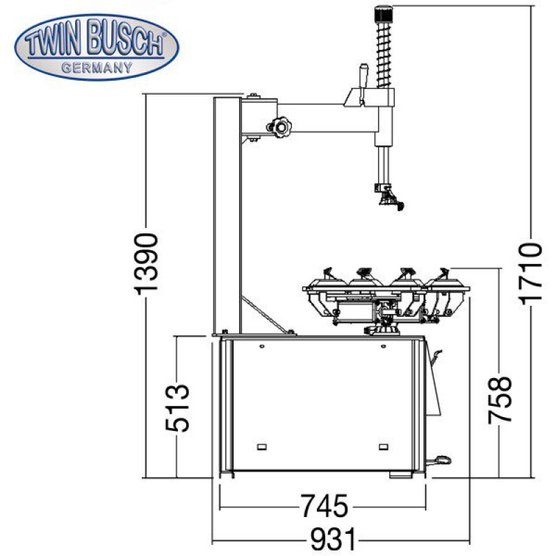 Máquina Montar/Desmontar Pneus Semi automática 230V