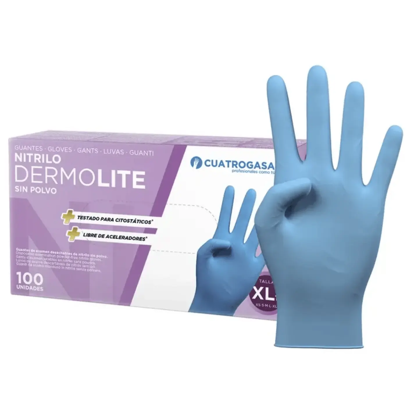 Caixa 100 Luvas Descartáveis em Nitrilo Azul tamanho XL