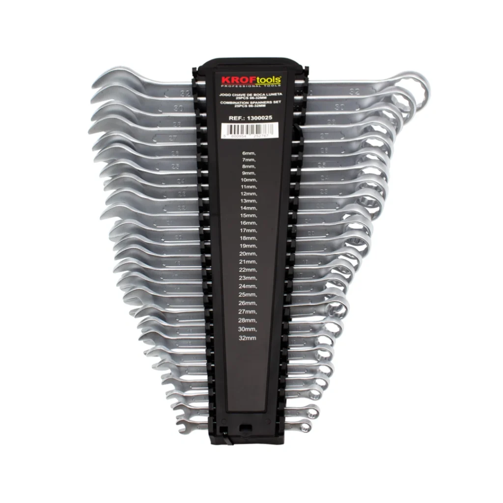 Jogo 25 Chaves Boca Luneta 6 até 32mm Cromadas com Suporte Kroftools