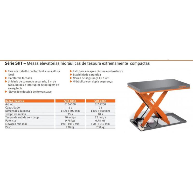 Mesa elevatória tesoura hidráulica baixo perfil 1 Tonelada Série SHT 1001U