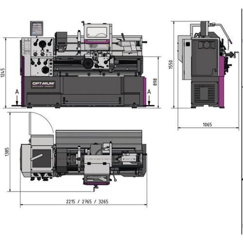 Torno mecânico com leitor digital Optiturn TH 4610D Optimum Maschinen