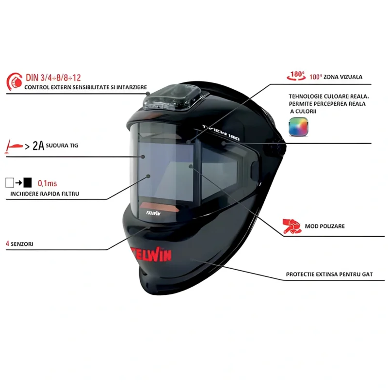 Máscara de soldar automática Telwin T-View - cor real