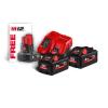 Pack baterias Milwaukee 2X 18v 8aH + 1X 12V 4aH + Carregador