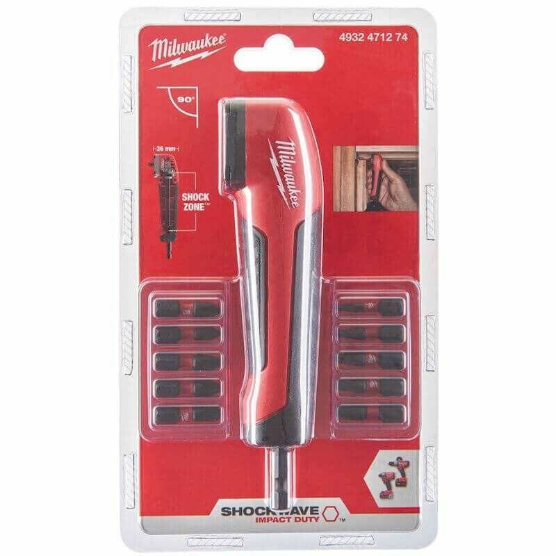 Adaptador angular Milwaukee Shockwave + 10 acessórios