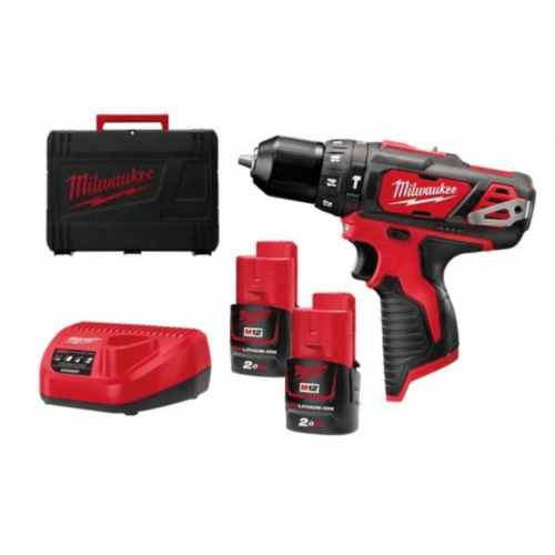 Berbequim com percussão Milwaukee M12 BPD-202C com mala 2 bateria 2Ah + carregador