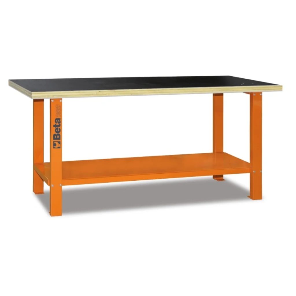 Bancada de Trabalho com Topo em Madeira BETA C56B - Laranja