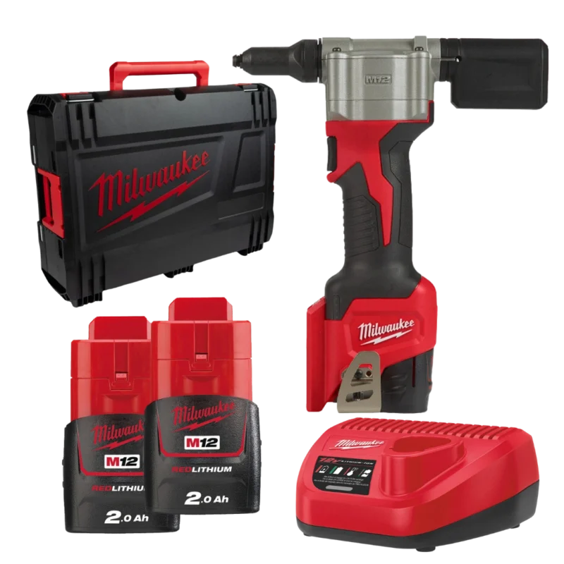 Rebitadora 12V Milwaukee M12 BPRT + 1 Baterias Ah + carregador + mala