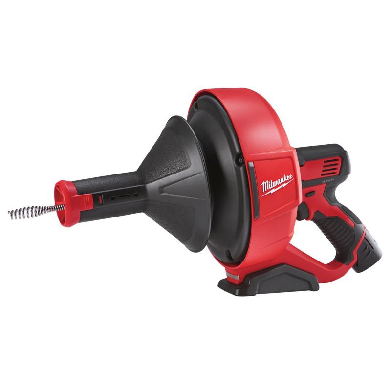 Desentupidora a bateria com cabo 8mm Milwaukee M12 BCD8-202c + 2 baterias 2Ah + carregador + balde + OFERTA óculos e luvas