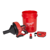 Desentupidora a bateria com cabo 8mm Milwaukee M12 BCD8-202c + 2 baterias 2Ah + carregador + balde + OFERTA óculos e luvas