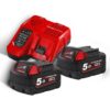 Rebarbadora de acabamentos Milwaukee M18 FSAG125X-0X FUEL™ 125MM + Kit 2 baterias 5Ah M18 B5 + carregador - OFERTA BAT.