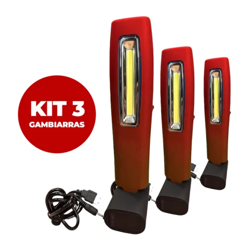 Kit 3 Gambiarras LEDS a Bateria + Carregador 220V - 500 Lumens