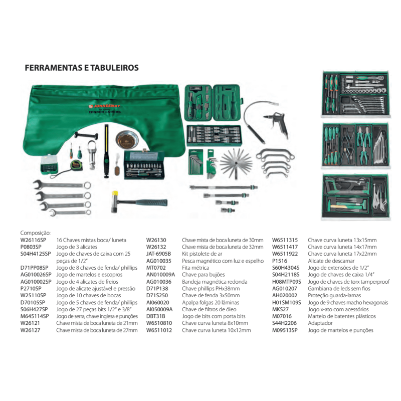 Carro ferramentas 210 Peças Jonnesway Mec Prof20 Black