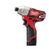 PowerPack Milwaukee M12 BPP2B-421C Berbequim c/ percussão + Aparafusadora impacto 1/4" Hex + 1 bat 4Ah + 1 bat 2Ah + carregador