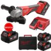 Rebarbadora de acabamentos 125mm M18 BLSAG125XPD-402X Milwaukee sem escovas + 2 bat 4Ah + carregador - OFERTA Bateria