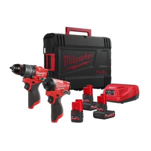 PowerPack Milwaukee Berbequim com percussão + Aparafusadora de impacto + 2 bat 5Ah + 1 bat 2.5Ah+ carregador + HD-box