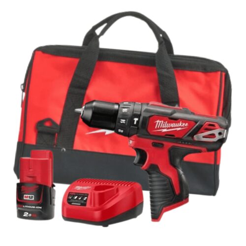 Berbequim com percussão Milwaukee M12 BPD-0 + bat 2Ah + carregador C12 + bolsa de transporte