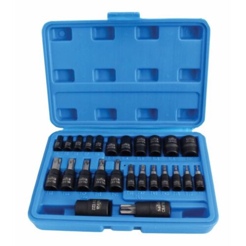 Jogo 25 chaves Torx + Torx interior 1/4", 3/8"E 1/2"