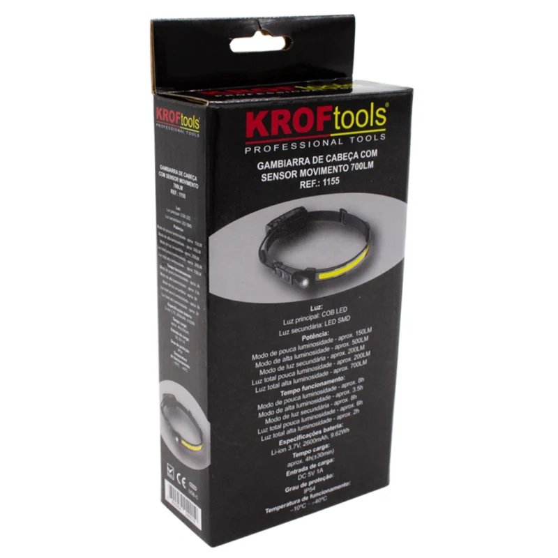 Gambiarra de Cabeça com Sensor de Movimento 700LM - KROFtools - 5