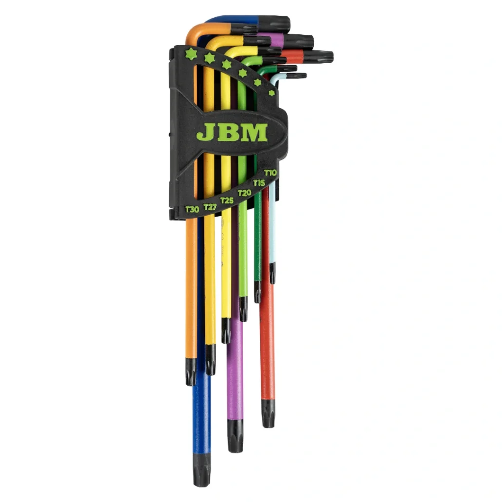 Conjunto 9 Peças de Chaves Hexagonais Extra Longas Coloridas - JBM