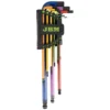 Conjunto 9 Peças de Chaves Hexagonais Extra Longas Coloridas c_ Ponta Redonda - JBM