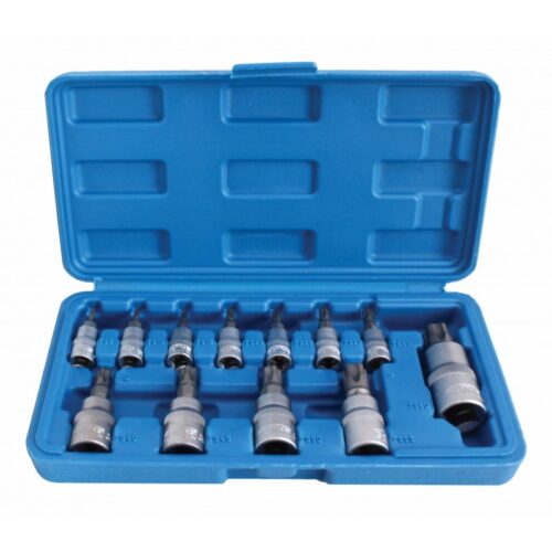 JOGO 12 CHAVES TORX 5 QUINAS COM FURO 1/4" E 3/8"