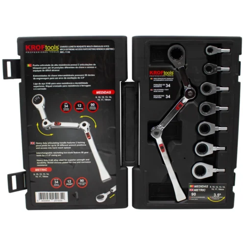 Chaves Luneta Roquete Multi-Ângulos 9PCS - KROFtools