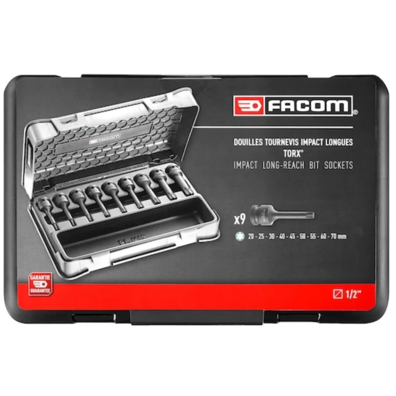 Jogo 9 Chaves de Caixa Torx Longas de Impacto 1_2'' - FACOM - 1