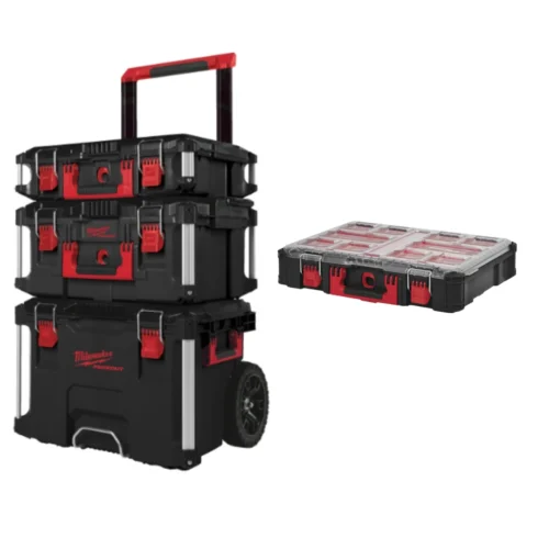 Na obra – Pack com Mala PACKOUT™ e Organizador PACKOUT™ - MILWAUKEE