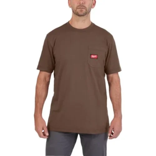 T-shirt Castanha de Trabalho MILWAUKEE® – Resistência, Conforto e Proteção UV