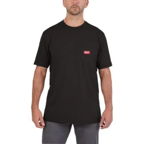 T-shirt Preta de Trabalho MILWAUKEE® – Resistência, Conforto e Proteção UV