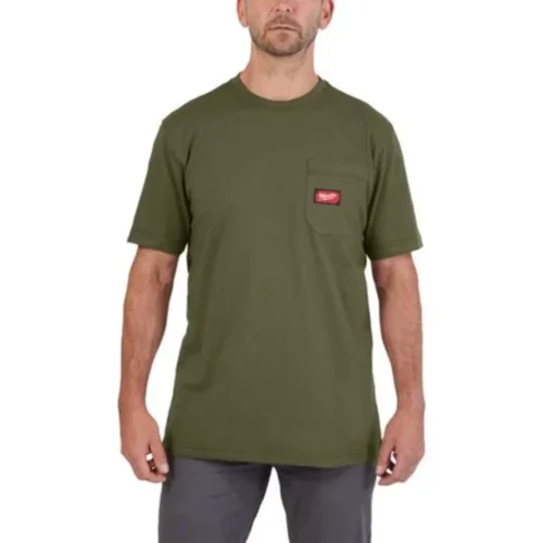 T-shirt Verde de Trabalho MILWAUKEE® – Resistência, Conforto e Proteção UV