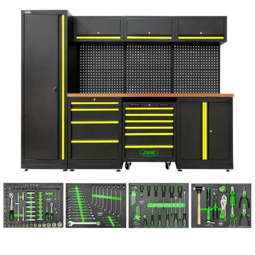 Armário para Oficina com Tampo de Madeira + 172 Ferramentas - Amarelo
