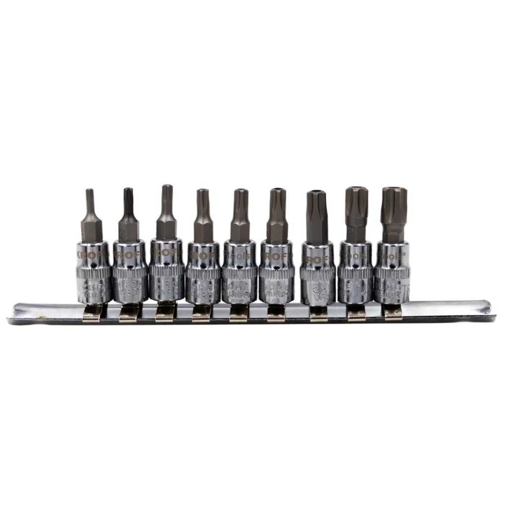 Jogo 9 Chaves 1_4_ C_ Bit TORX Inviolável 5PT - KROFtools