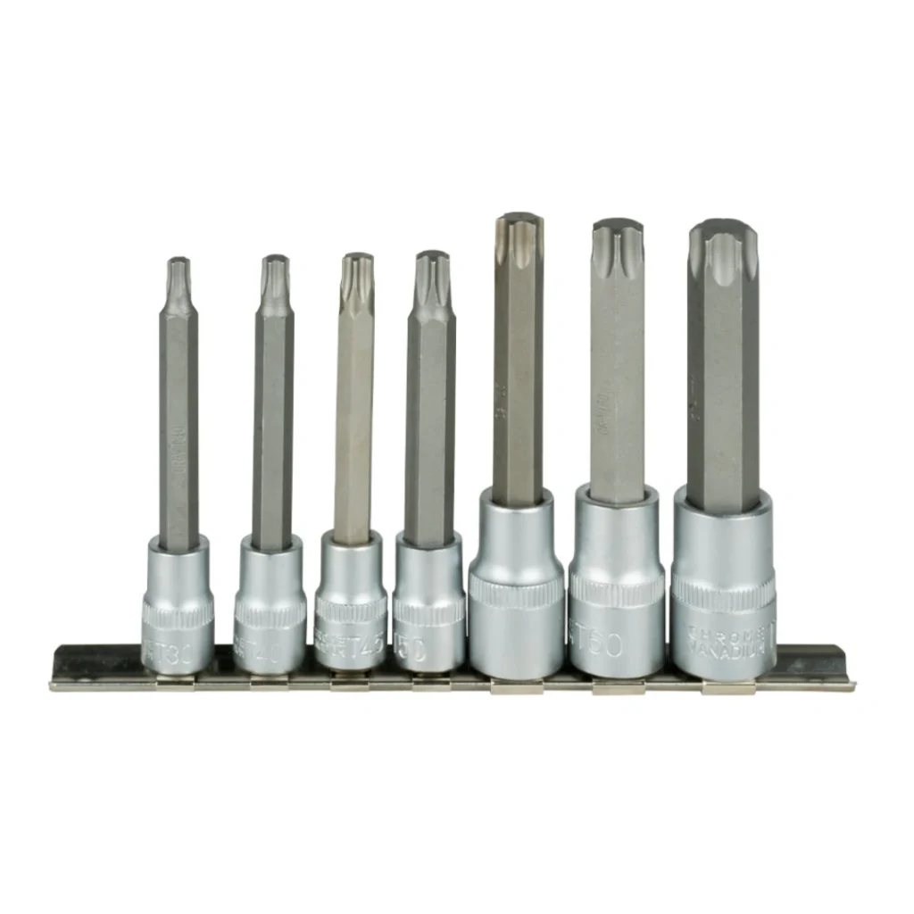 Conjunto JBM de 7 Pontas Torx com Soquetes 3_8_ e 1_2