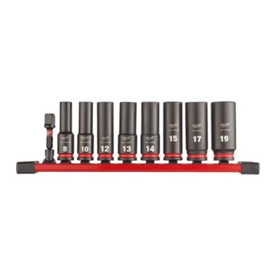 Jogo de 9 Chaves de Caixa de Impacto Compridas SHOCKWAVE™ IMPACT DUTY 3/8 - MILWAUKEE