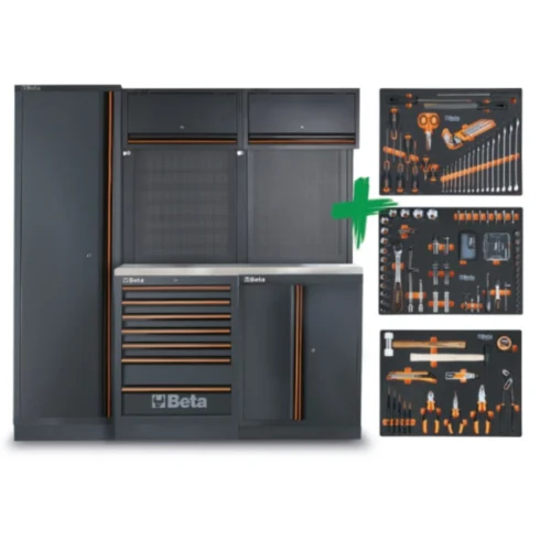 Combinação de Mobiliário Modular para Oficina C45PRO 2.0 B7 com Jogo de 196 Ferramentas - BETA