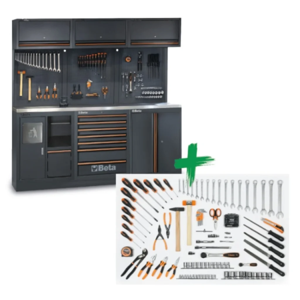 Combinação de Mobiliário Modular para Oficina C45PRO 2.0 com Jogo de 157 Ferramentas Universais - BETA