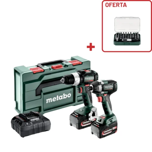 Combo Set 2.8.4 18V BL 2X5.2A com OFERTA de Caixa de 32 bits 26697 – Metabo