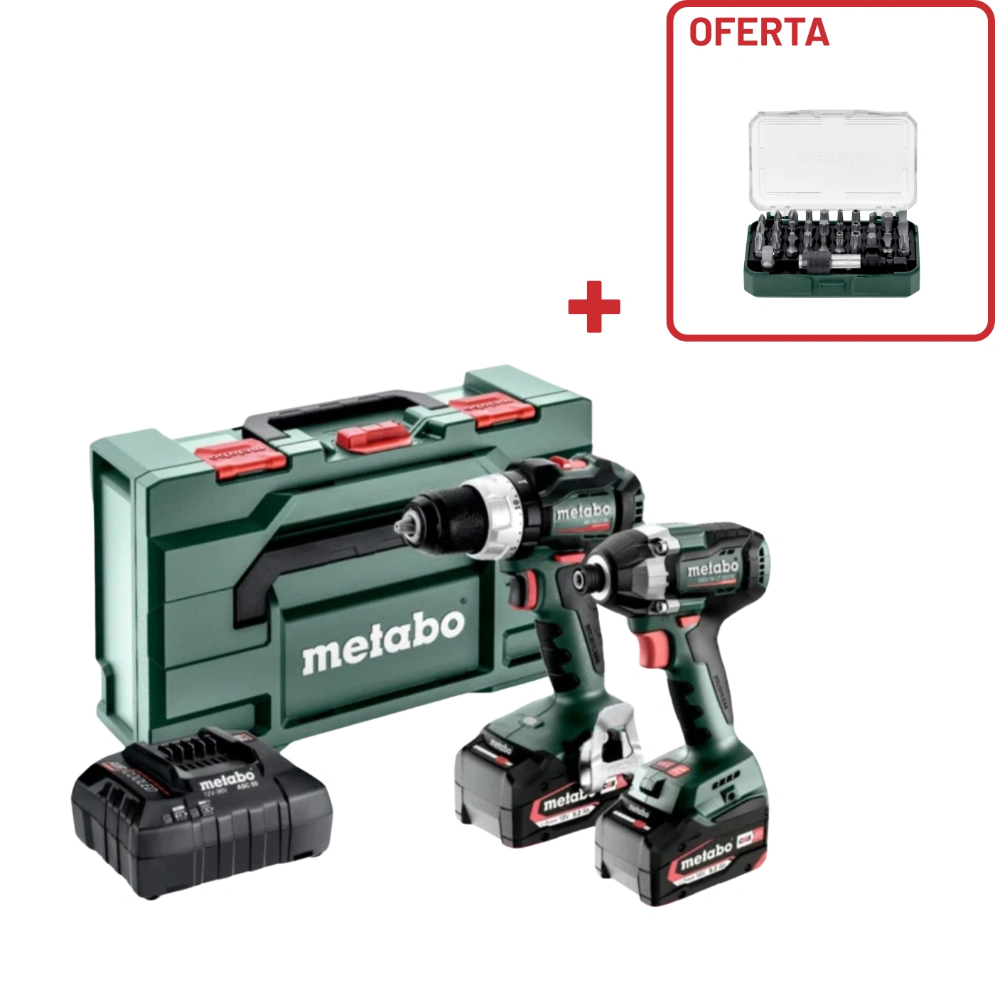 Combo Set 2.8.4 18V BL 2X5.2A com OFERTA de Caixa de 32 bits 26697 – Metabo