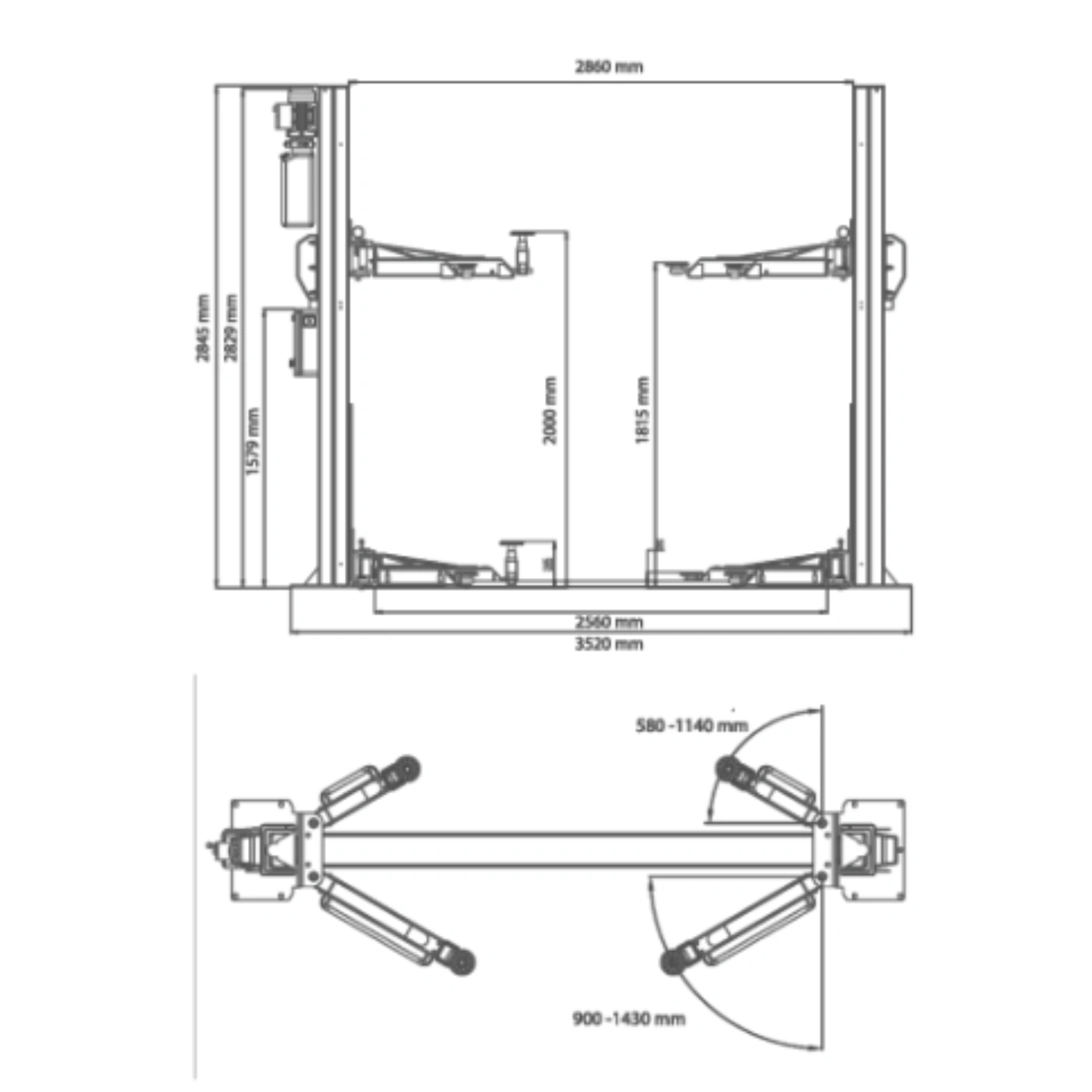 Elevador de 2 Colunas Automático de 4.5T com Base Incluída (220V/380V) - Königstein 2