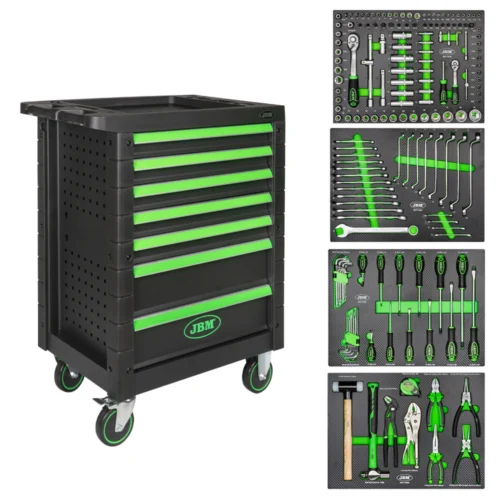 Carrinho de Ferramentas com 7 Gavetas - Verde - JBM
